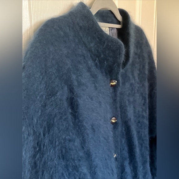 Vtg JESSICA ASH NY Fully Lined High Quality 90% Angora BLUE Cardigan Sweater - Picture 4 of 9
